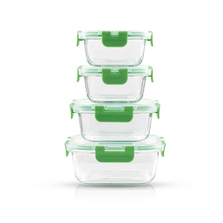 JoyJolt – Recipiente para armazenar alimentos por atacado – JoyFul 12 recipientes de armazenamento de vidro com tampas verdes à prova de vazamentos8