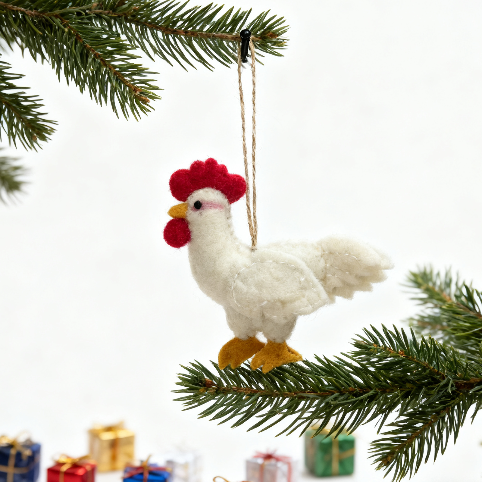 Sparkle Being - Wholesale Ornament - Handmade Wool Felt Rooster Ornament – Farmhouse Christmas Décor1
