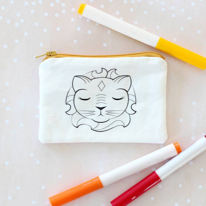 Lion Coin Purse - Coloring Kit with Markers for wholesale by Leela and JoJo