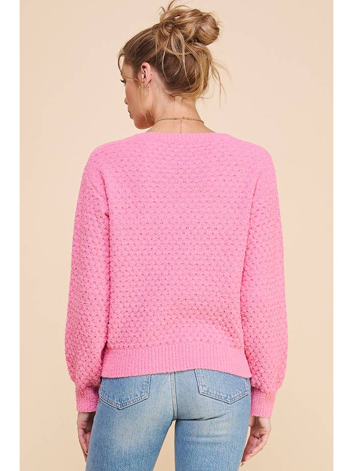 Allie Rose - Wholesale Knit Sweater - Women's - Soft Cloud Pique V Neck Sweater2