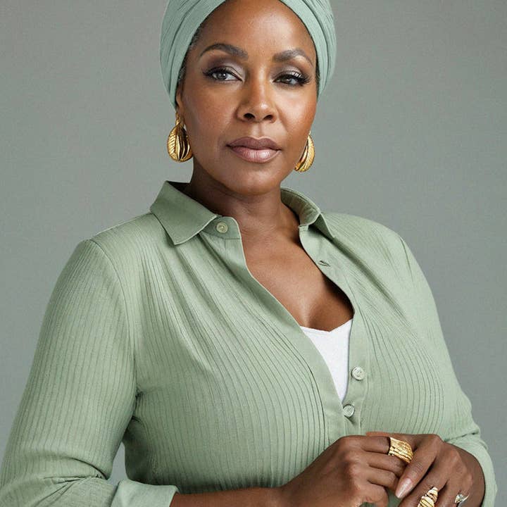 Green Premium Soft Lined Turban in Sage for wholesale on Faire