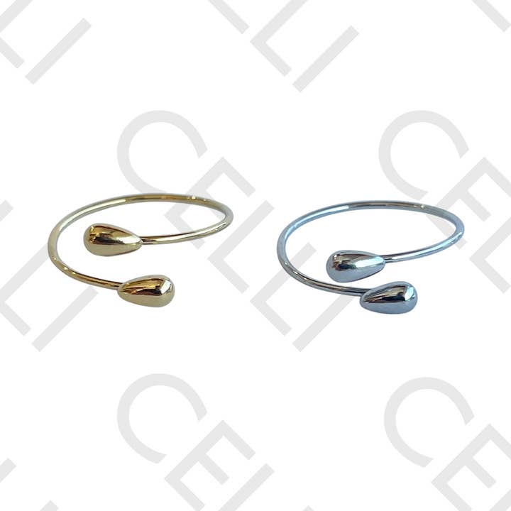 Steel Ring - two drops for wholesale by Celli Biju