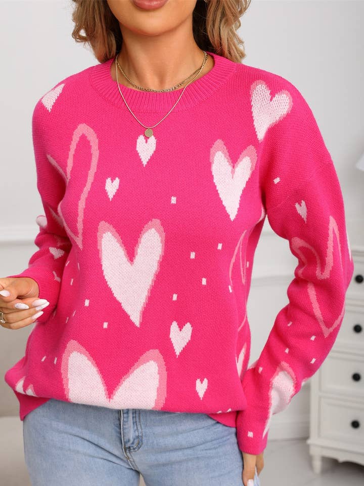 Fashion Love Jacquard Valentine'S Day Versatile Sweater for wholesale by Rosa Clothing