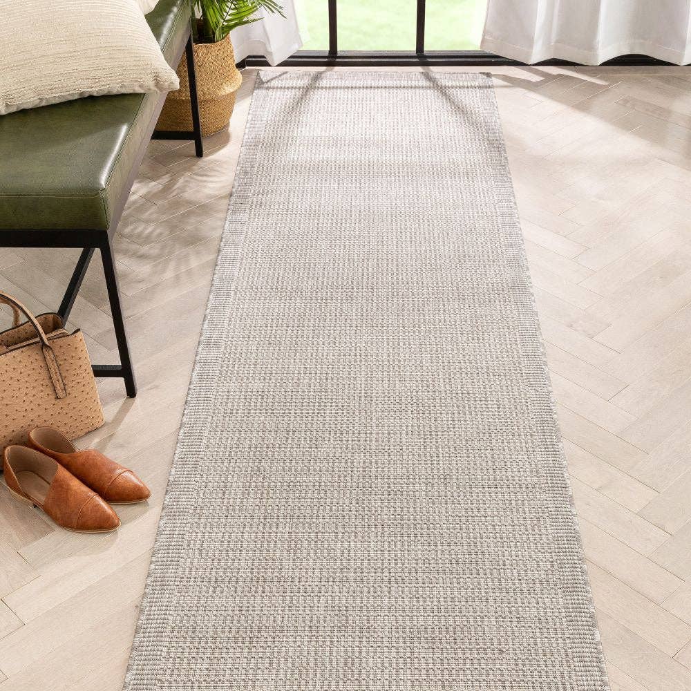Well Woven - Wholesale Area Rug - Odin Solid & Striped Border Indoor Outdoor Grey Ivory10