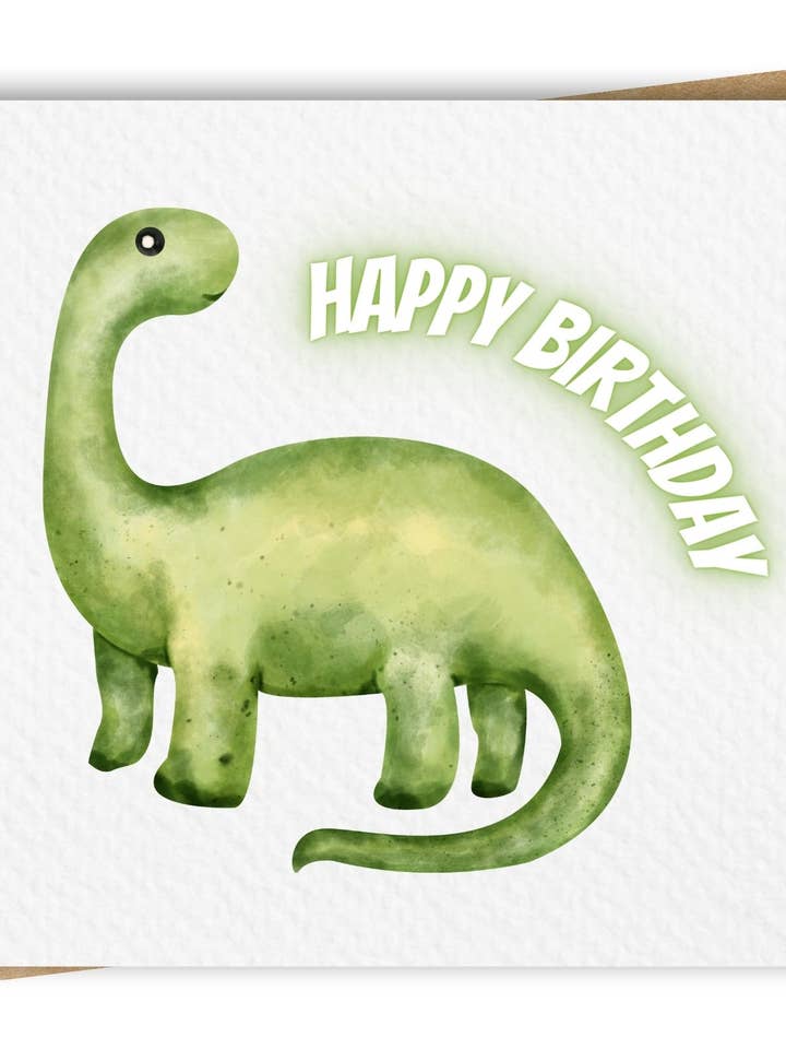 Happy Birthday Dinosaurier-Karte mit Umschlag aus Kraftpapier für den Großhandel von Paper Kuts