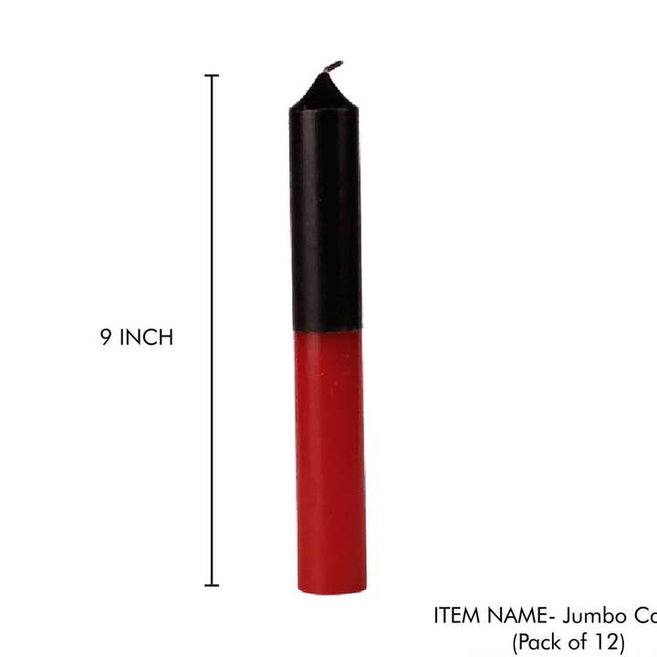 Bougies réversibles à double action de 9" (paquet de 12) noir rouge pour la vente par Vrinda