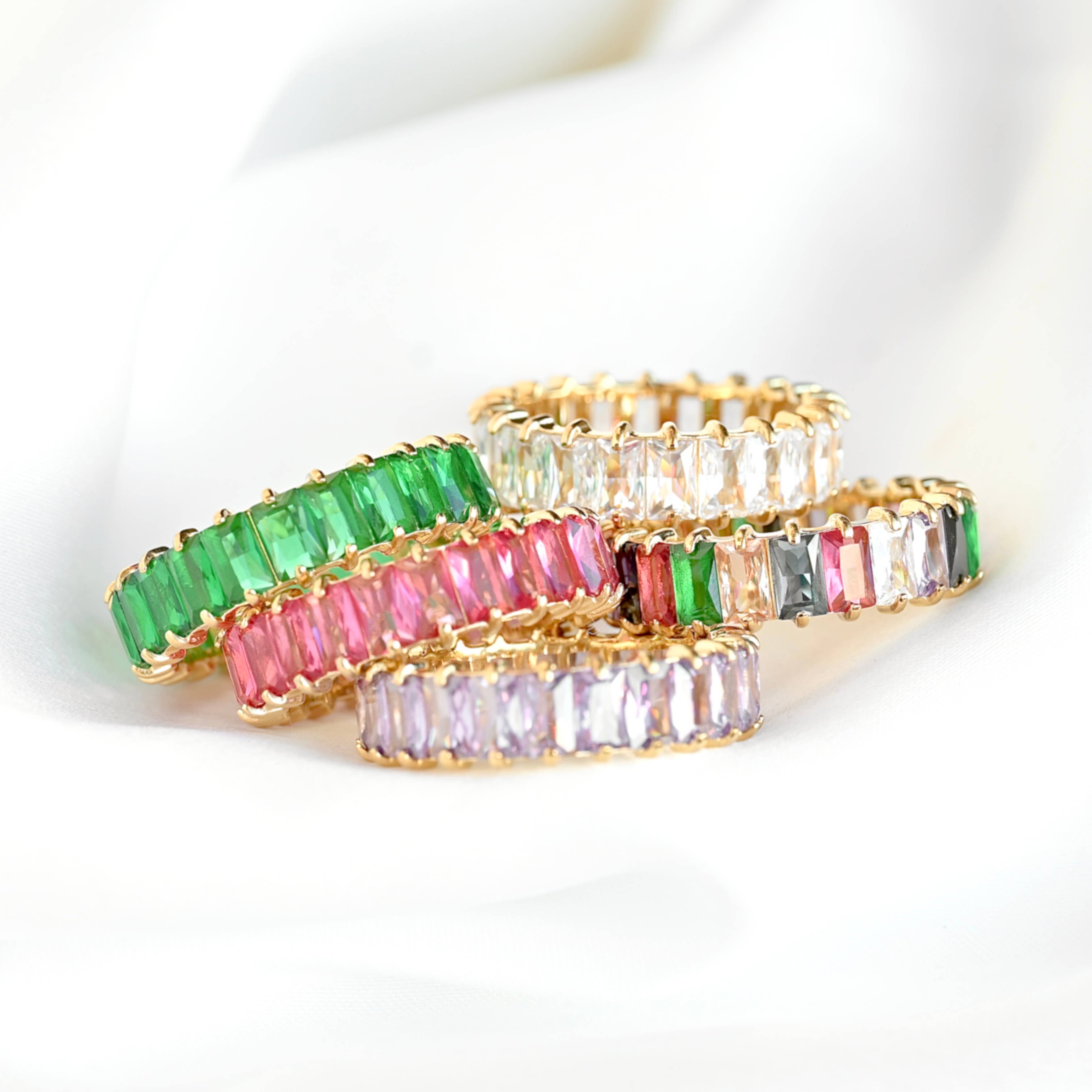 Blueyejewelry – Engroshandel Ring med sten – Bred baguette-skåret diamantring med CZ20