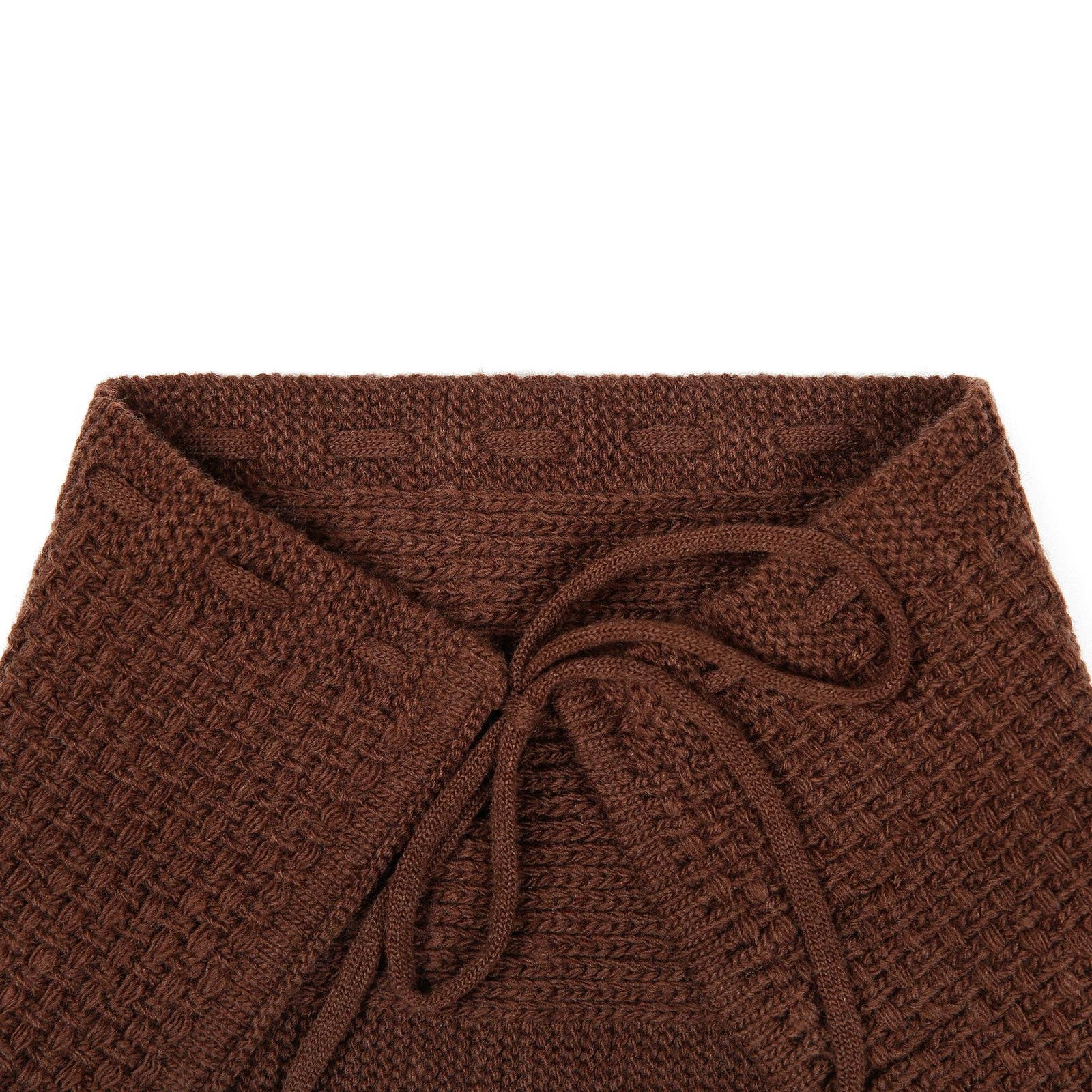 Knit Planet – wholesale Bonnet – baby – Checked Pattern Bonnet/ Collar Brown3