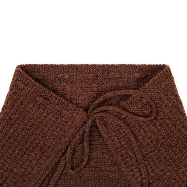 Knit Planet – wholesale Bonnet – baby – Checked Pattern Bonnet/ Collar Brown3