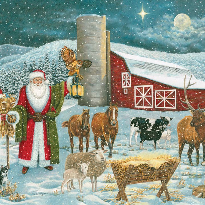 A Christmas Gathering 550 piece Christmaspuzzle for wholesale by Heritage Puzzle