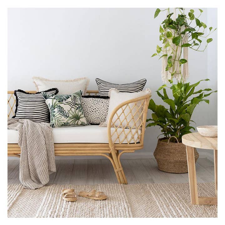 Cushion Cover-Coastal Fringe Black-Lunar-35cm x 50cm for wholesale by Escape To Paradise