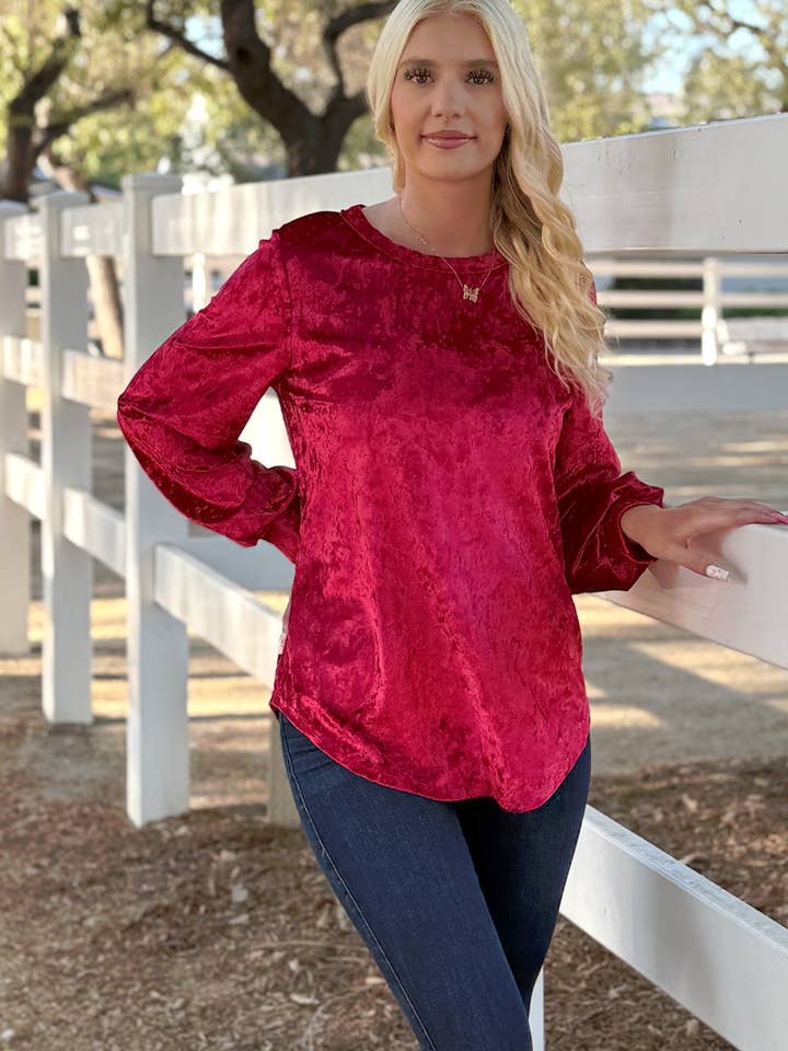 Crushed Velvet Top for wholesale by 24-Hrs Fashion