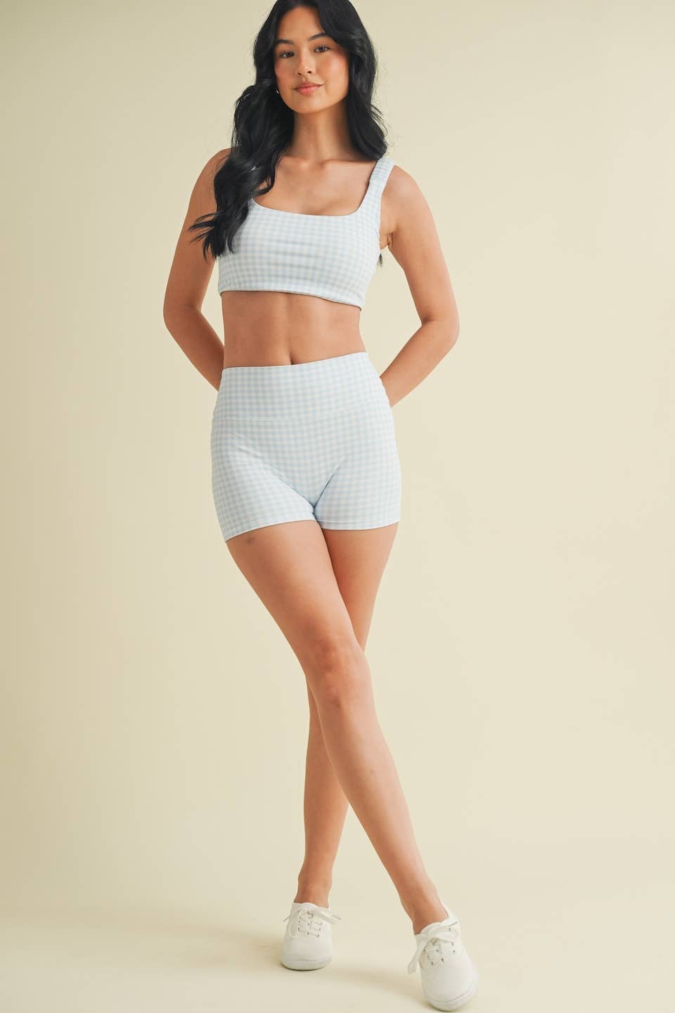 KIMBERLY C – wholesale Athletic shorts – Women's – Gingham Print Mid-Rise Mini Shorts36