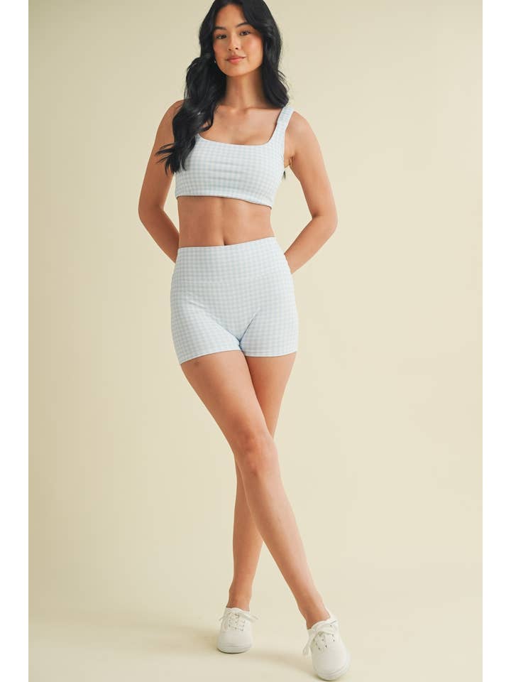 KIMBERLY C - Wholesale Athletic Shorts - Women's - Gingham Print Mid-Rise Mini Shorts36