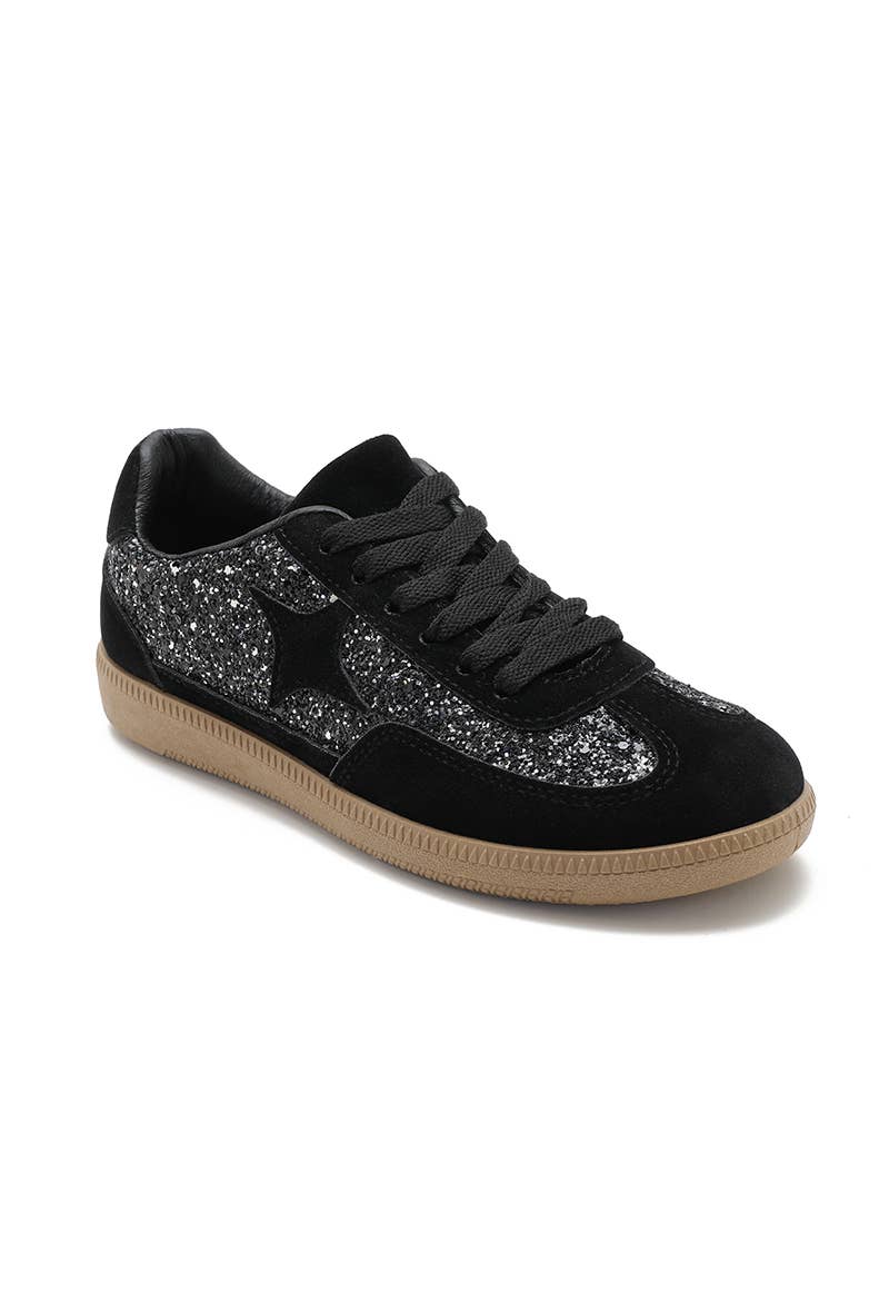 Joia Paris - Vente Baskets tendance – femme - Basket à lacets paillettes avec étoiles B-66120