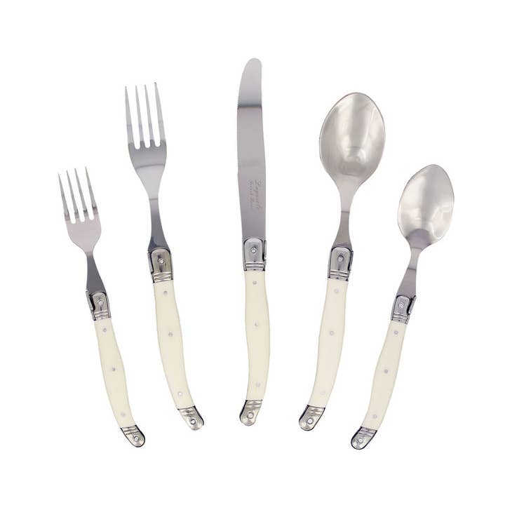 French Home - Wholesale Flatware Set - Laguiole 20-Piece Stainless Steel Flatware Set, Faux Ivory