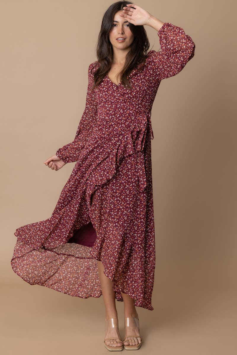En Crème - Wholesale Dress - Women's - Floral Print Wrap Maxi Dress6