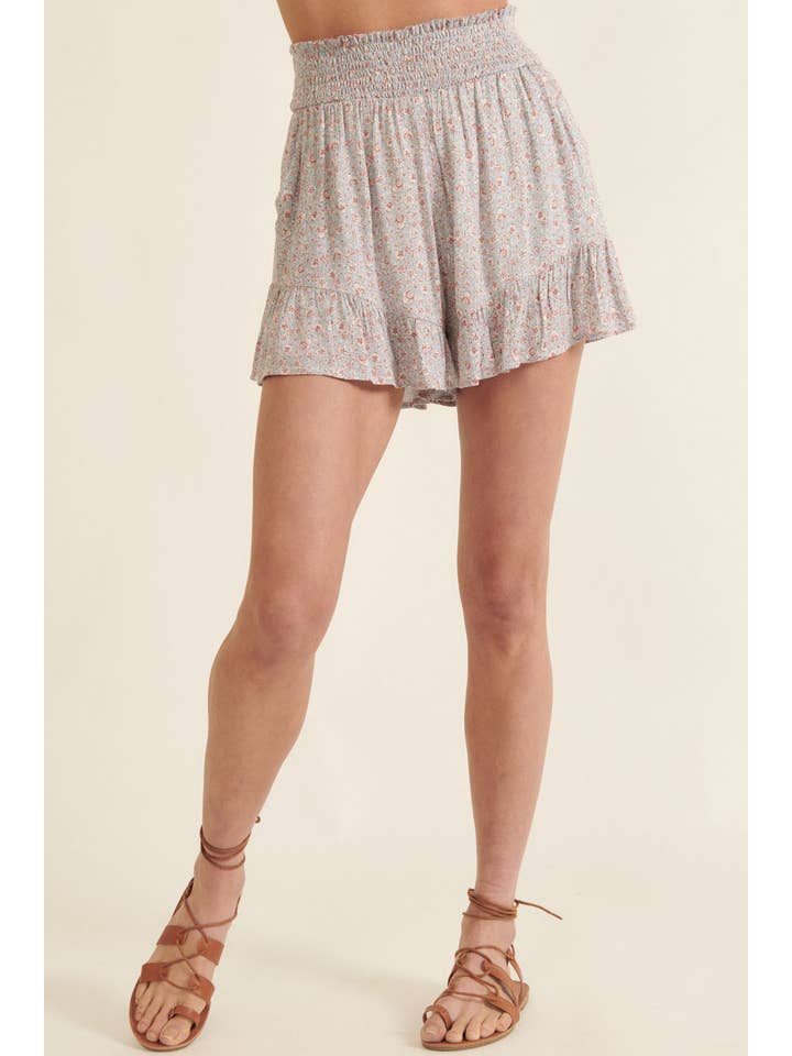 Promesa USA - Wholesale Shorts - Women's - Floral Smock Elastic Flared Wide Leg Shorts