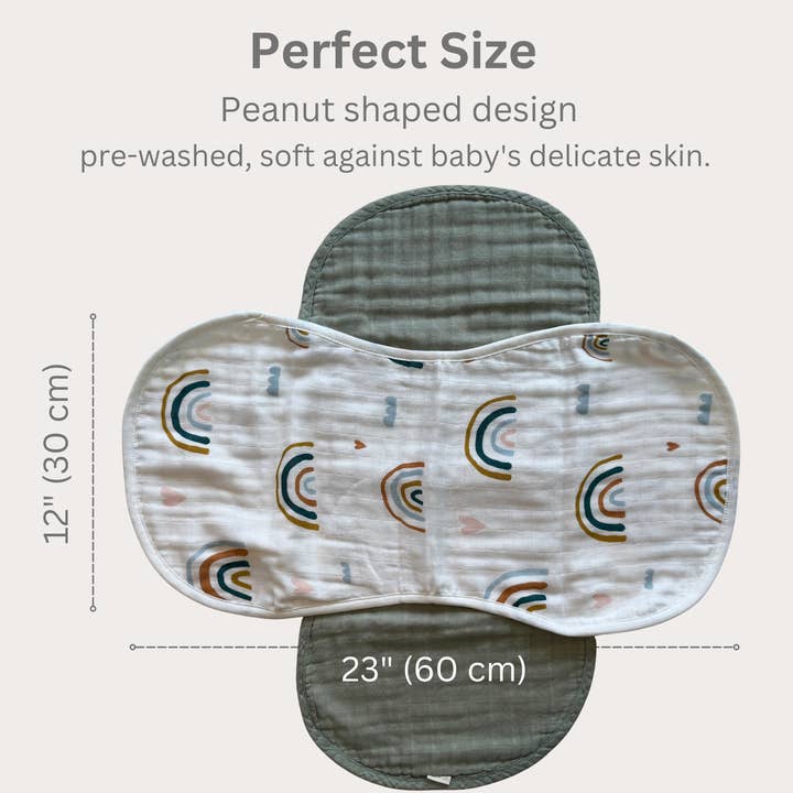 Ali+Oli - Wholesale Burp Cloth Set - Baby - Bamboo Muslin Burp Cloth Set 2-Pack (Rainbow/Apple)