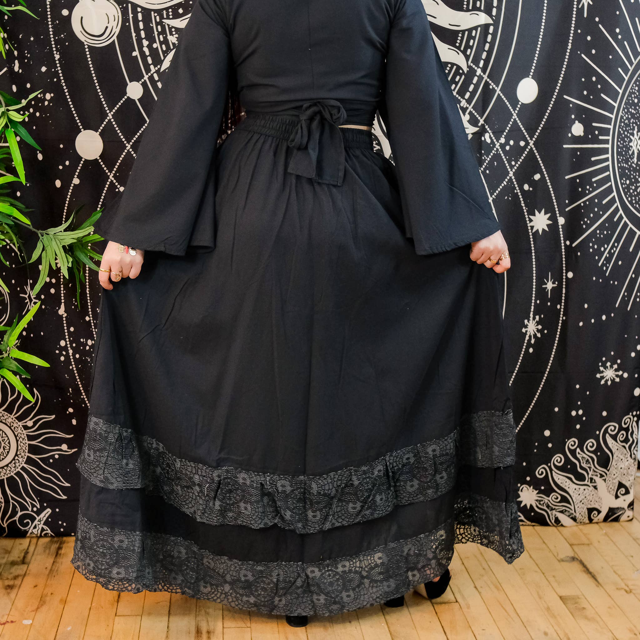 Karma Nepal Crafts - Venta al por mayor Conjuntos de top y falda - Mujer - Conjunto de falda fluida boho de encaje de algodón8