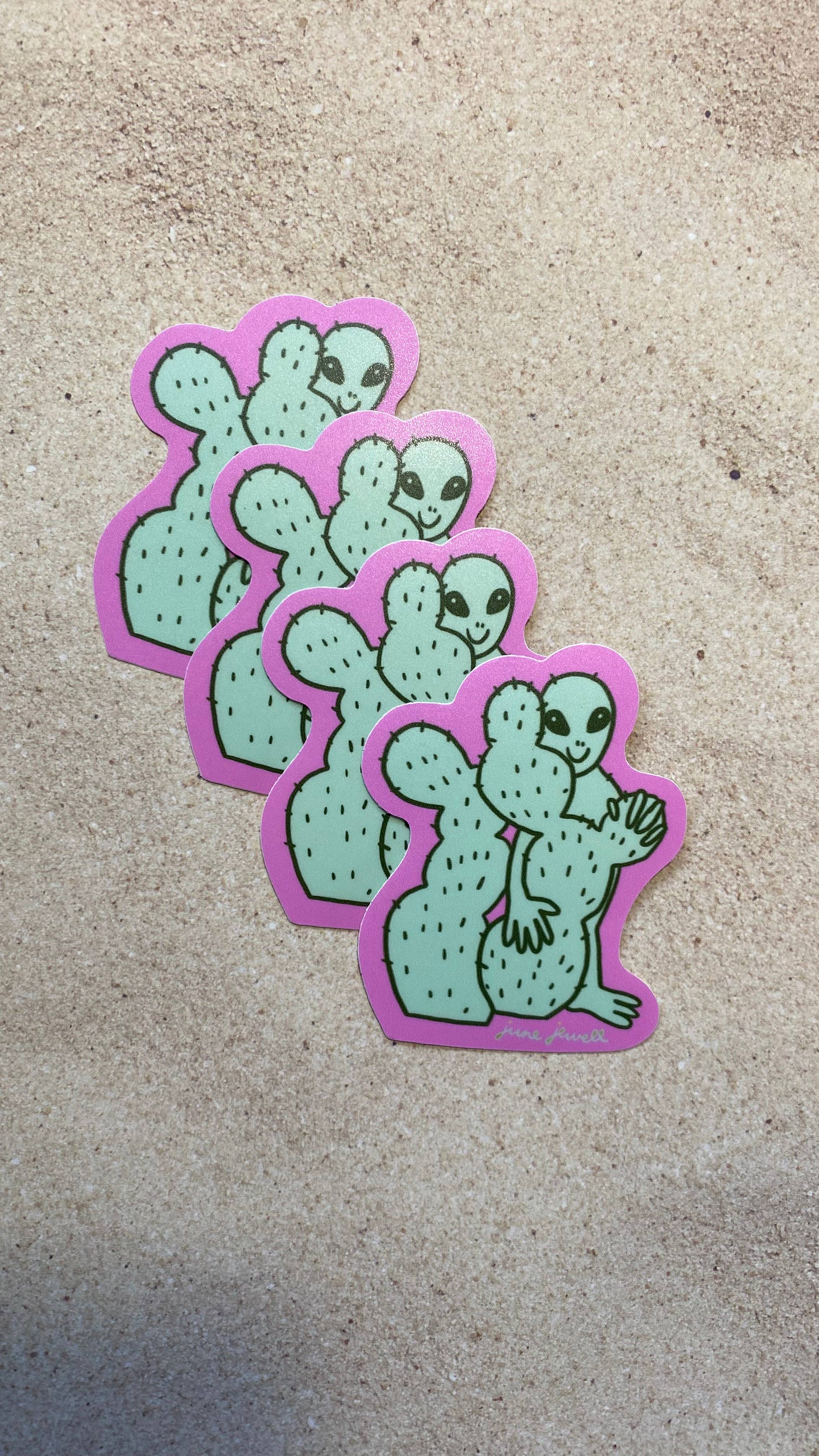 June Jewell Designs - Wholesale Sticker - 3” Pink Alien Vinyl Sticker4