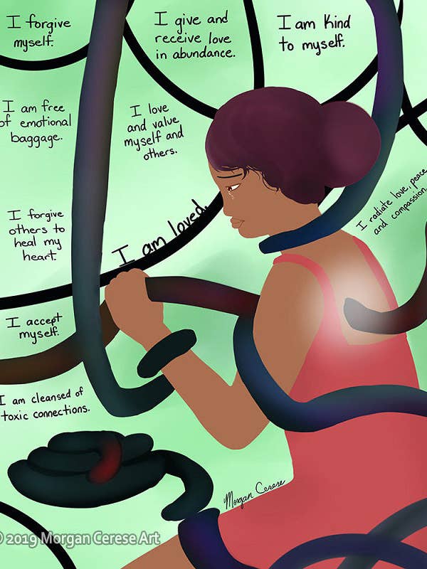 Impression artistique et affirmation Chakra du cœur 8 « x 10" OU 11 « x 14" pour la vente par Morgan Cerese Art