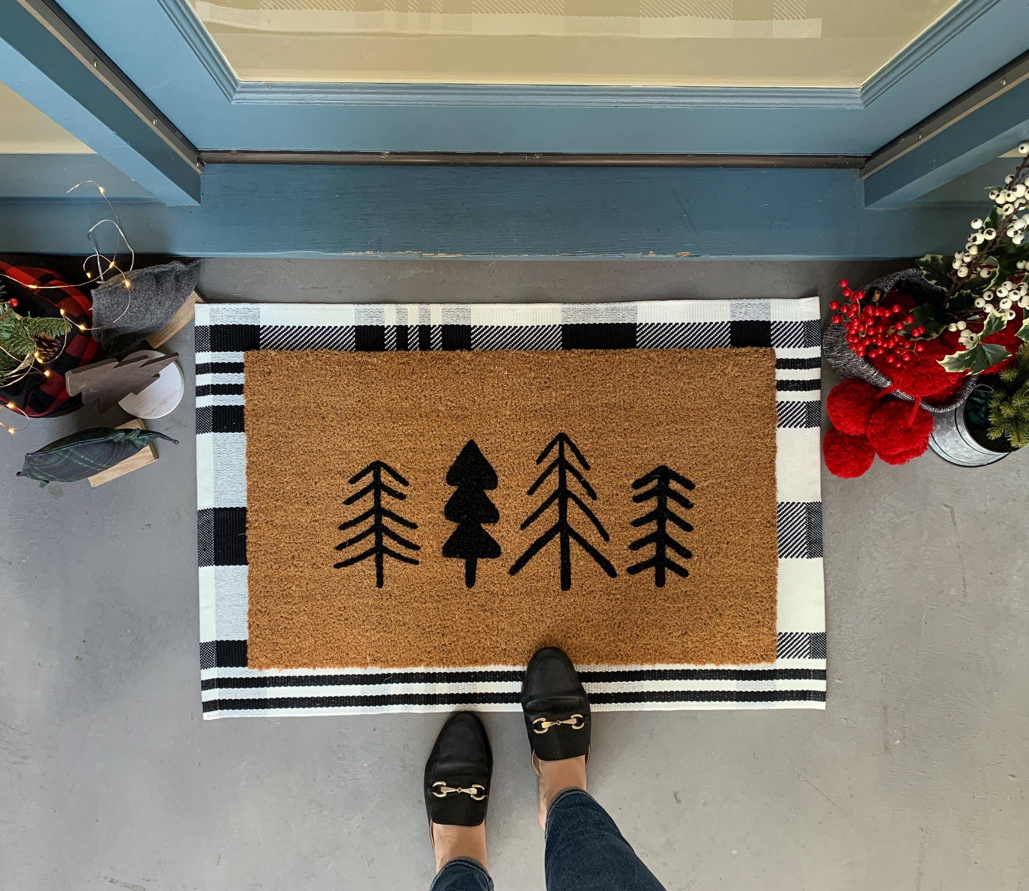 Nickel Designs Doormats - Wholesale Door Mat - Modern Trees Rustic Winter Doormat1