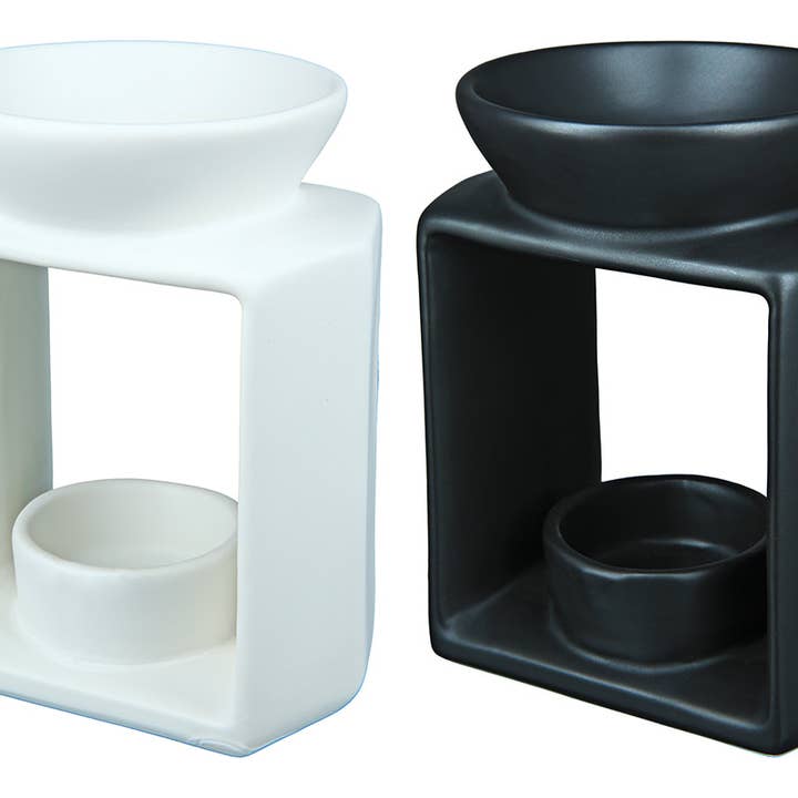 Ceramic aroma burner “Black&White” VE 4 so for wholesale by Gilde Handwerk Macrander GmbH & Co. KG
