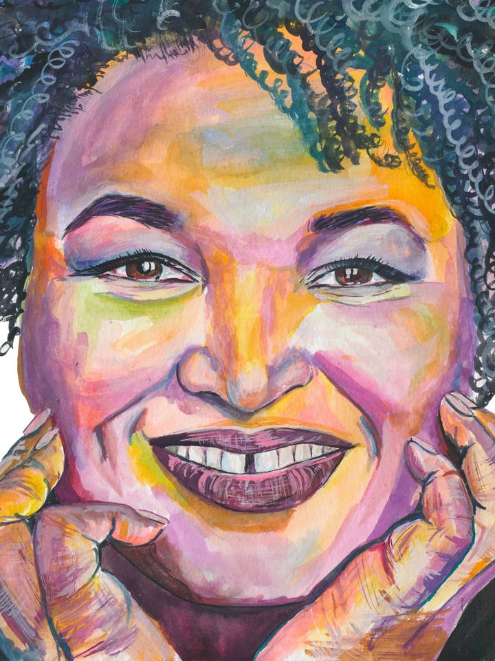 Impression aquarelle de Stacey Abrams pour la vente par Rebecca Holopter