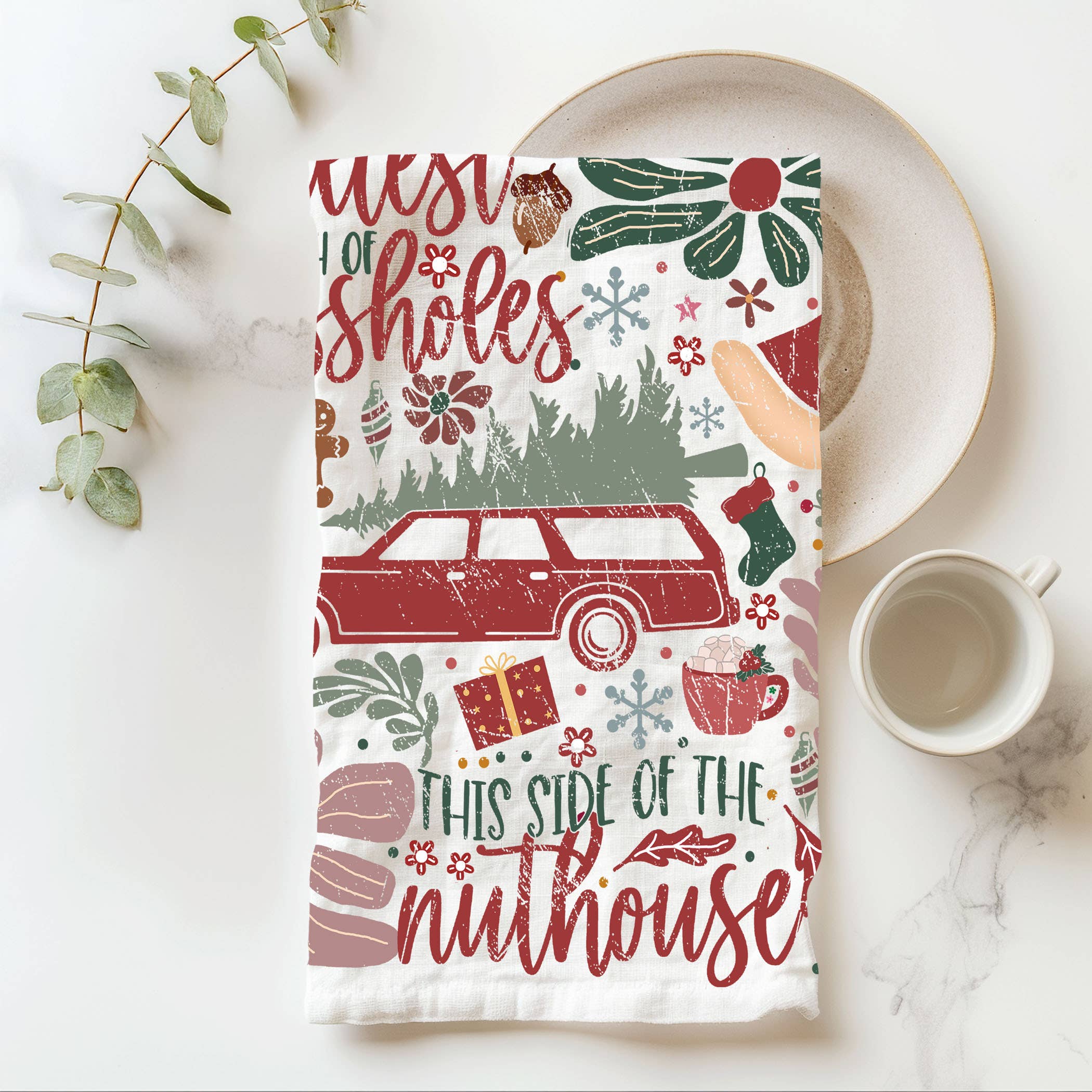 Gia Roma - Wholesale Tea Towel - Vintage Santa Holiday Kitchen Towel & Decor | Pink Christmas82
