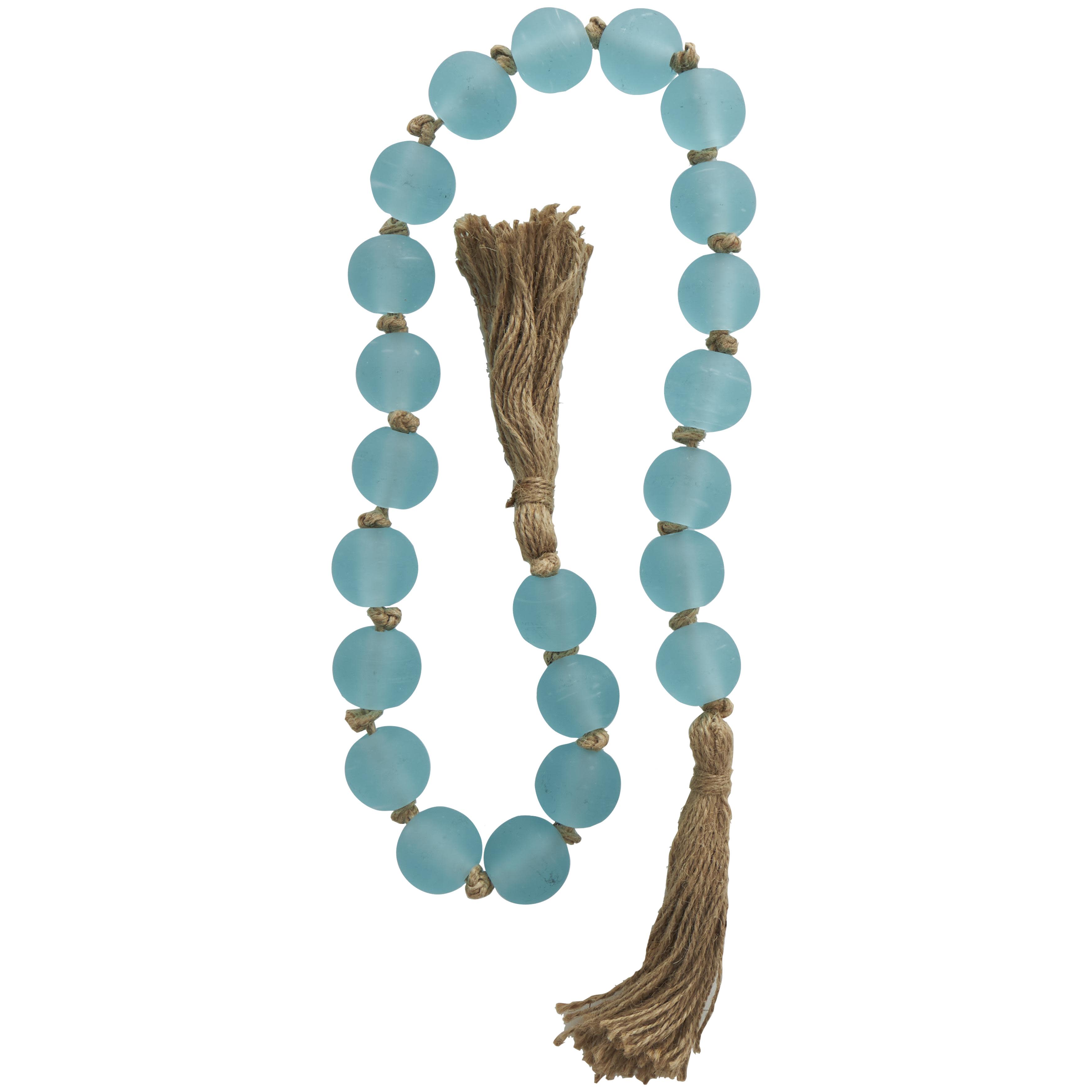 Import Corner - Wholesale Bunting/Garland - A-73580: GLASS BEADED GARLAND FROSTY SKY BLUE 45"L1