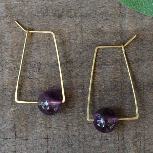 Pendiente de piedra trapezoidal chapado en plata para venta al por mayor de Baizaar