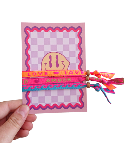 Sansira Jewelry - Wholesale Woven/Braided Bracelet - Bracelet Text Ribbon Greeting Card Smiley1