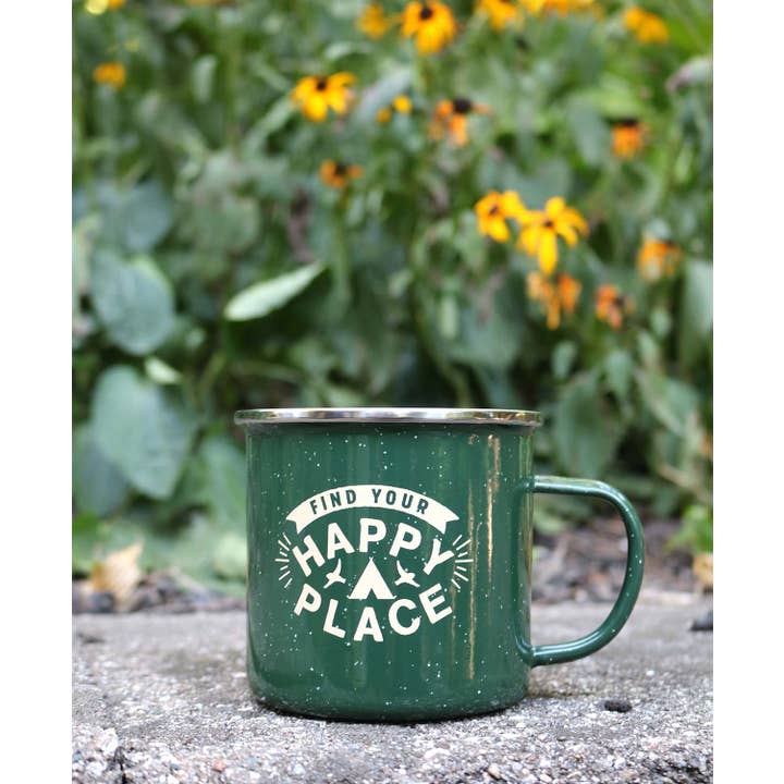 Soul Flower – wholesale Coffee mug – Happy Place Enamel Camping Cup1