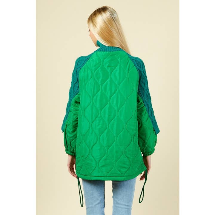 GREEN Quilted Back Turtle Neck Sweater for wholesale on Faire