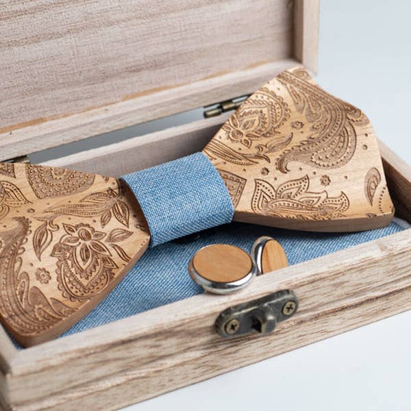 Wood&Chic - Vendita all'ingrosso Papillon - Uomo - Scatola Papillon Uomo in Legno - Davidia