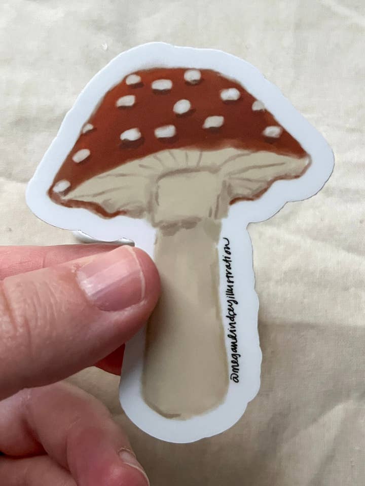 Svampe klistermærke for engroshandel hos Megan Lindsey Illustration