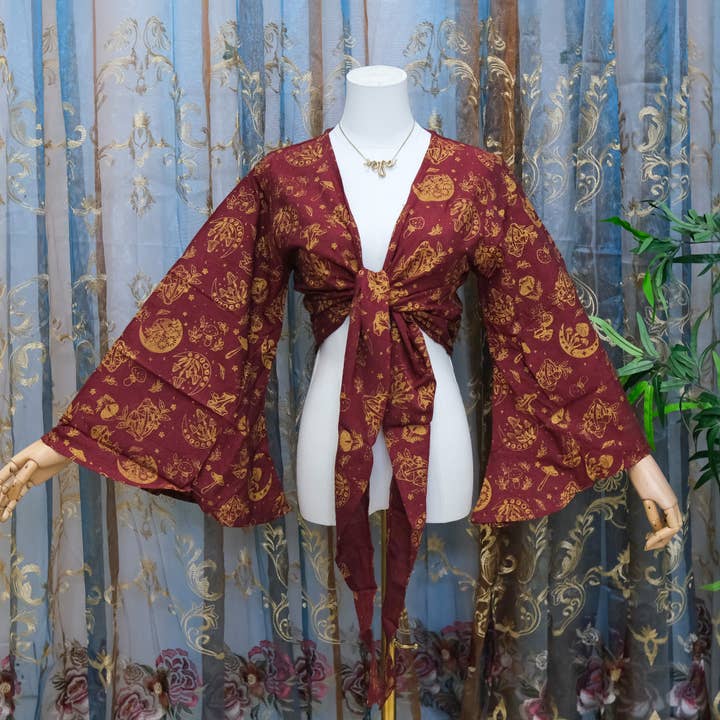 Karma Nepal Crafts - Wholesale Blouse - Women's - 3 Way Cotton Wrap Top with Mushroom Print17