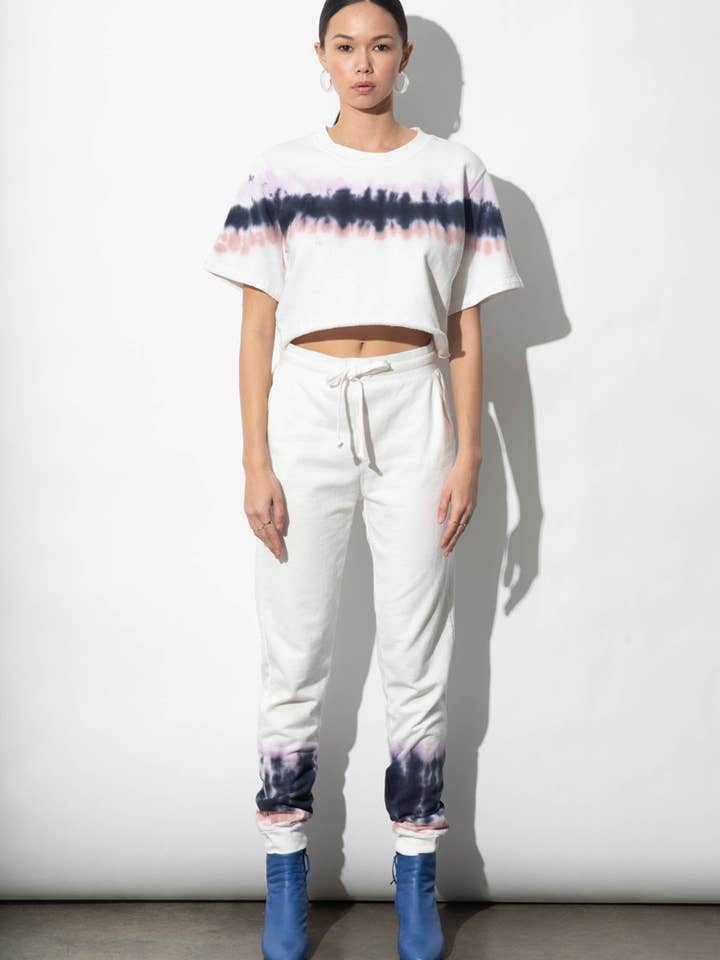 Ally Ivory Tie Dye Organic Cotton Terry Crop Top for wholesale by Parva Studios