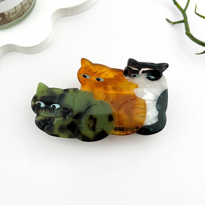 mildstyles - Wholesale Hair Clip - Women's - Adorable Playful Cat Acetate Animal Hair Claw Clip