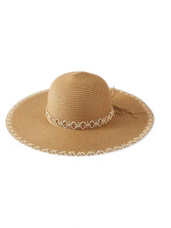 Chapéu de Palha de Sol com Aba e Faixa de 2 Tons por atacado de Artini Accessories