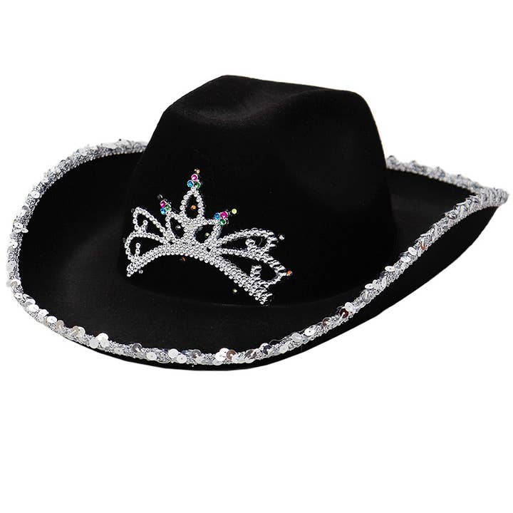 Cap Zone - Wholesale Cowboy Hat – Women’s - LED Light-Up Tiara Sequins Trim Yeehaw Cowboy Hat5
