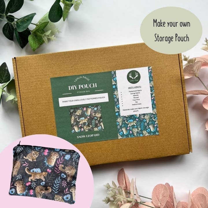 DIY Snow Leopard Pouch Craft Kit for wholesale by Tahlia Paige