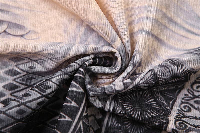 KHAKI MB FASHION TATTOO MESH CROP TOP LEGGING 2 PCS SET 1304LY for wholesale on Faire19