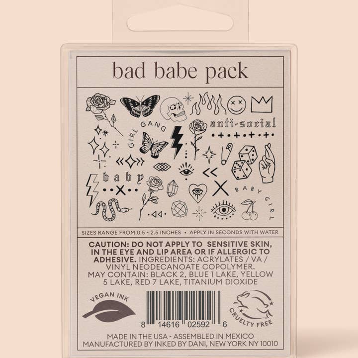 INKED by Dani - Wholesale Temporary Tattoo - Bad Babe Temporary Tattoo Pack13