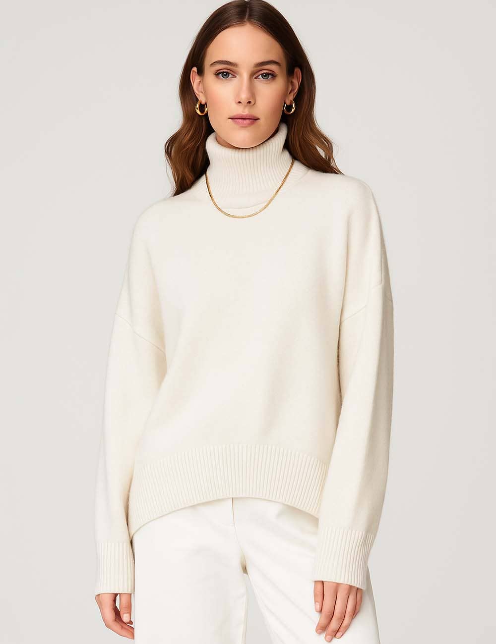 Sweetkama - Venta al por mayor Jersey de punto - Mujer - Suéter de punto para mujer con cuello alto y color sólido 560532