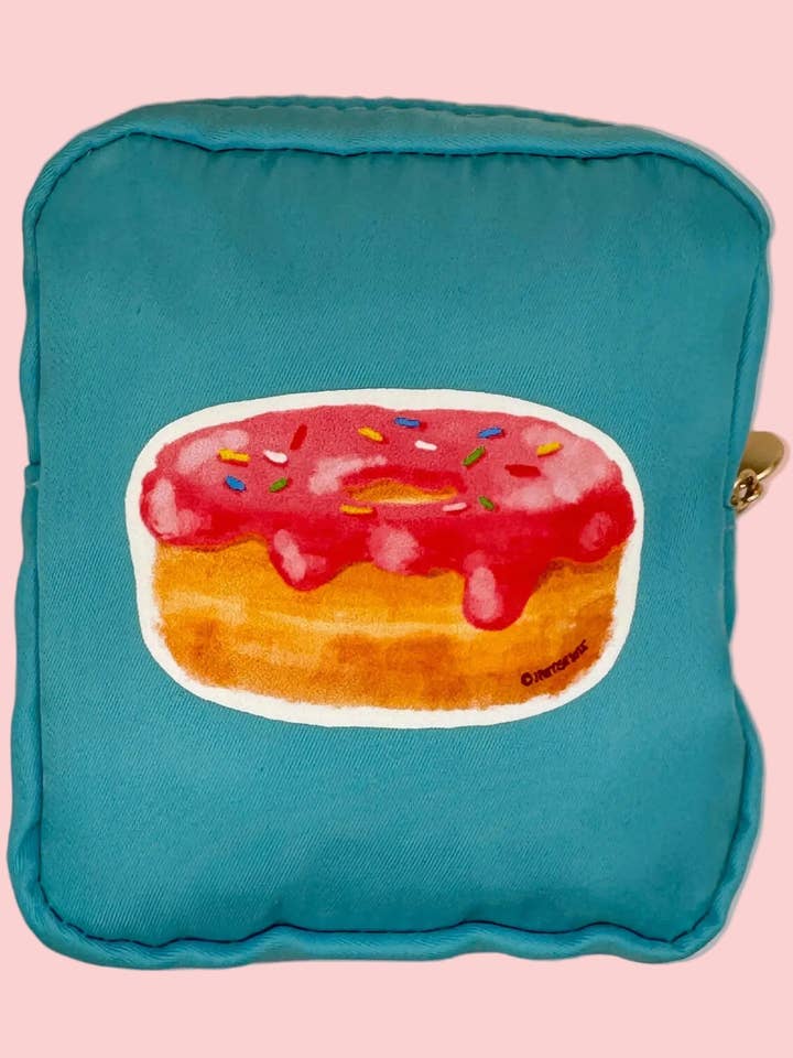 Donut Mini Zipper Pouch – Fresh Blue Cosmetic & Accessory Bag for wholesale by Monday Anyway