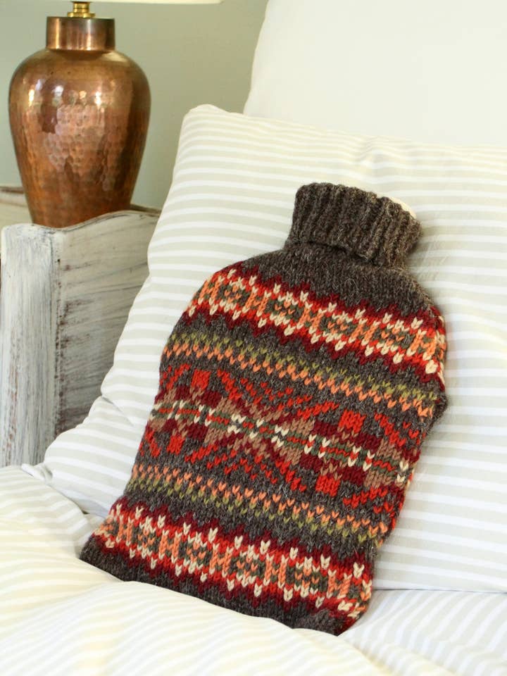 Moray Earth Knit Hot Water Bottle Cover Red for wholesale by Pachamama Ltd