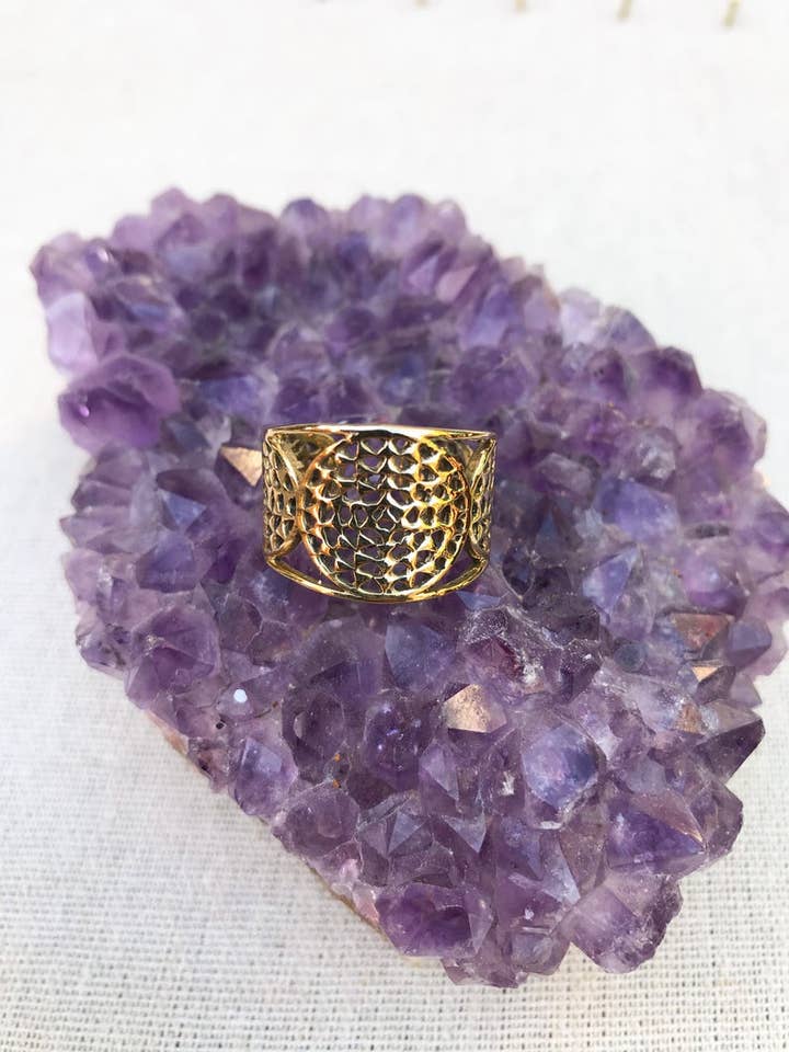 Sri Yantra Band justerbar messing Ring for engroshandel hos ZEBA