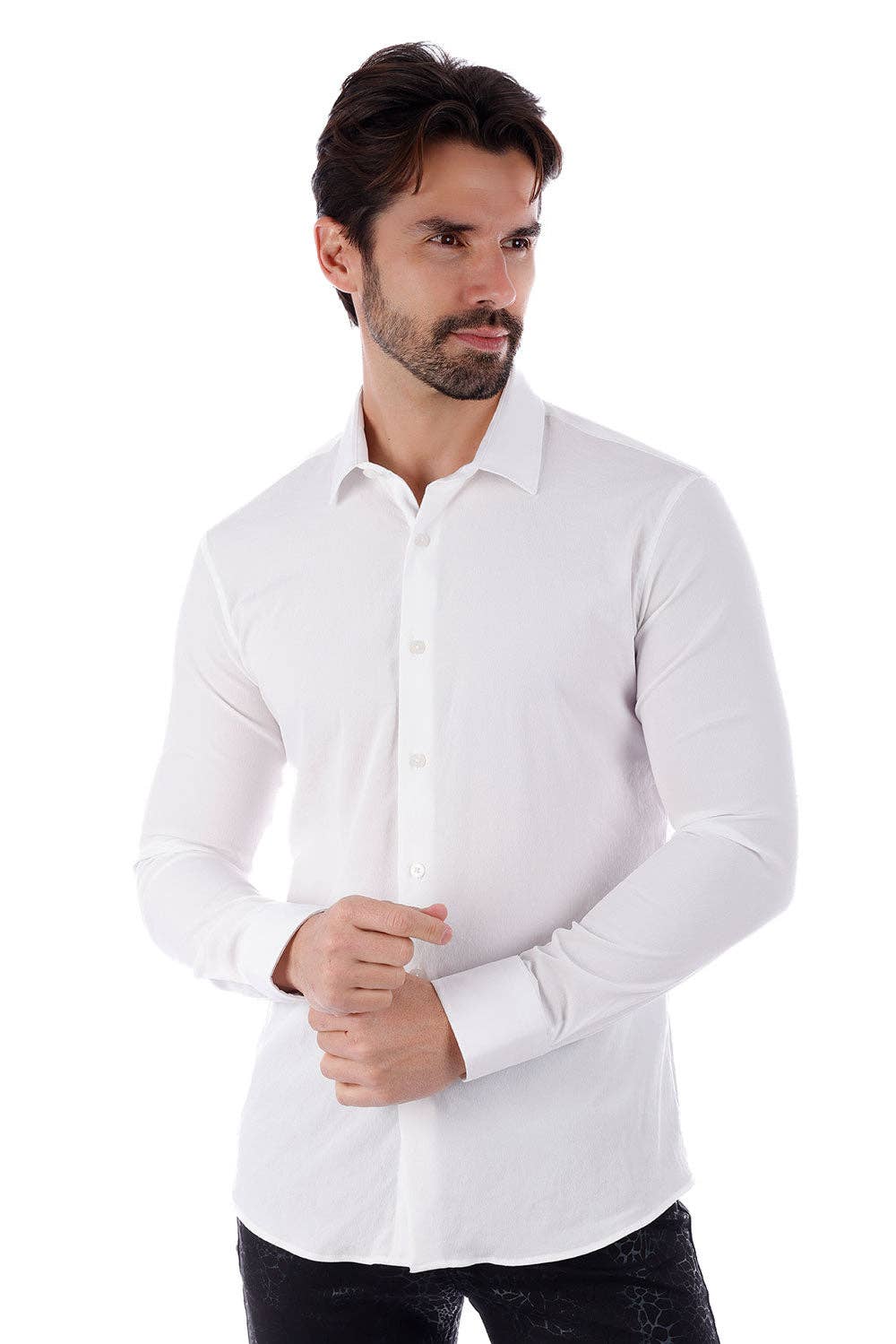 BARABAS - Vente Chemise à col boutonné – homme - Chemise décontractée à manches longues pour hommes de couleur unie 4B3320